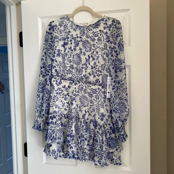 Aqua dress large new with tags exclusive blue floral ruffle skirt - Picture 3 of 9